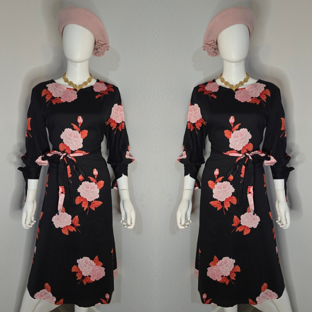 Who What Wear Black Dress with Pink Floral Design